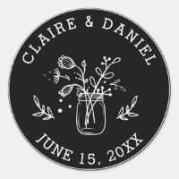 Black and White Save the Date Mason Jar Flowers