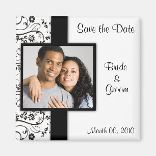 Black and White Save the Date Photo Magnets