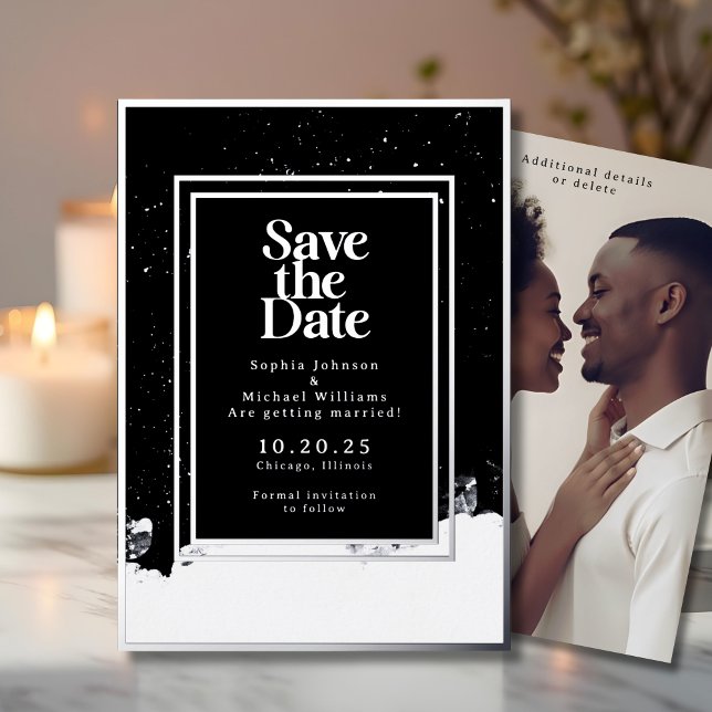 Black and White Save the Date Photo Winter Elegant (Creator Uploaded)