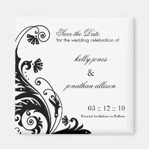 Black and White Save the Date Wedding Magnet