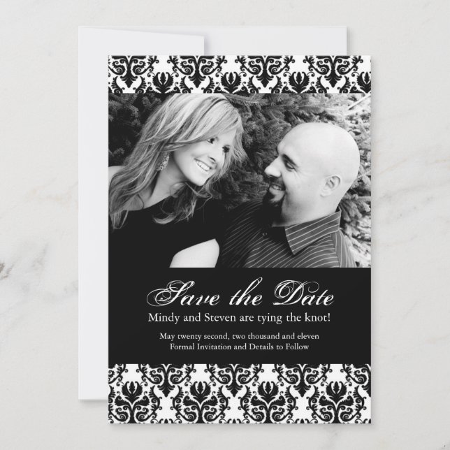 Black and White Save the Date Wedding Template (Front)