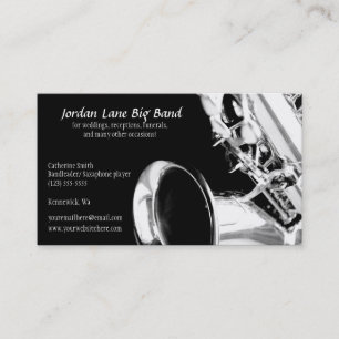 Black and White Saxophone Profile Business Card