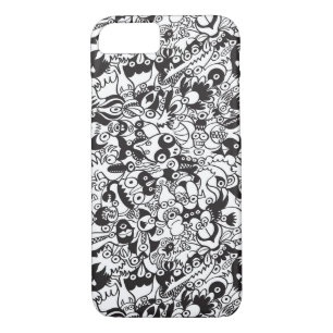 Black and white scary monsters in doodle art style Case-Mate iPhone case