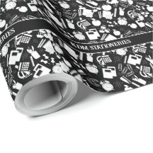 black and white School Supplies Pattern