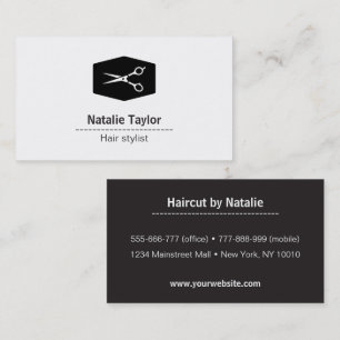 Black and White Scissor Hairstylist Business Cards