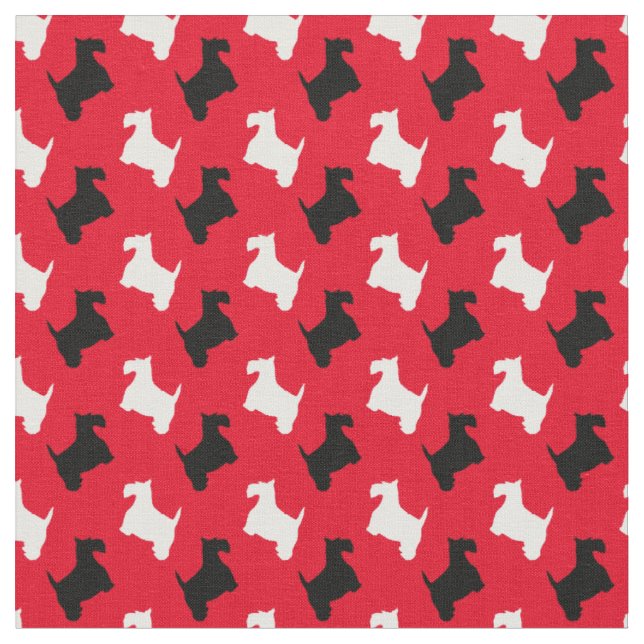 Black and White Scotties Personalise Fabric (Close Up)