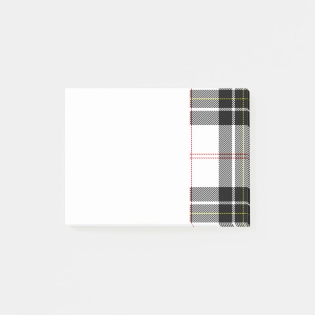 Black and White Scottish Clan MacPherson Tartan Post-it Notes (Front)