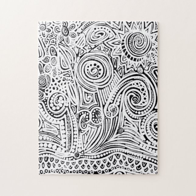 Black And White Scratch And Dot Art  Jigsaw Puzzle (Vertical)