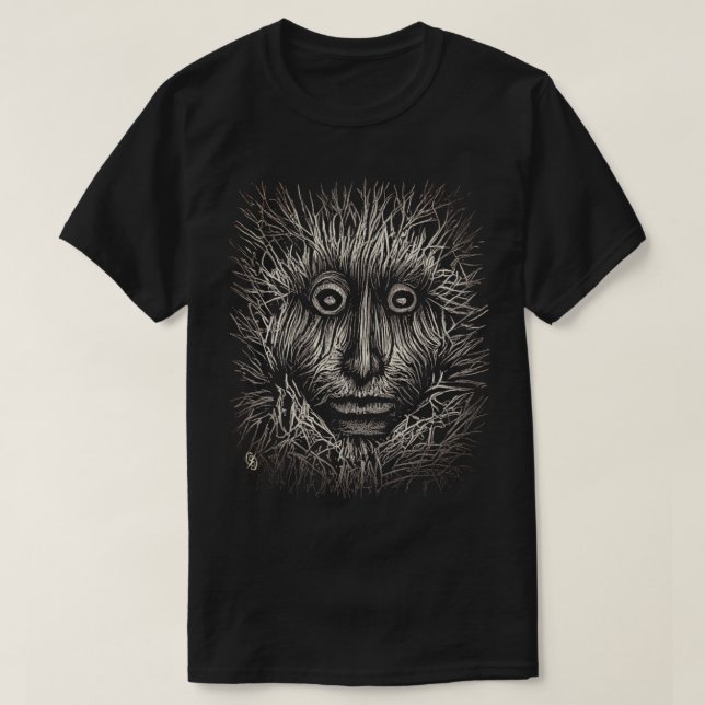 Black and White Scratchboard T-Shirt (Design Front)