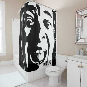 Black and White Screaming Face Hilarious Shower Curtain