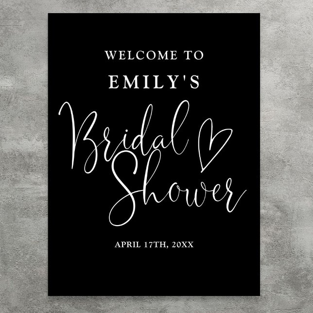 Black And White Script Bridal Shower Welcome Sign (Black And White Script Bridal Shower Welcome Sign)