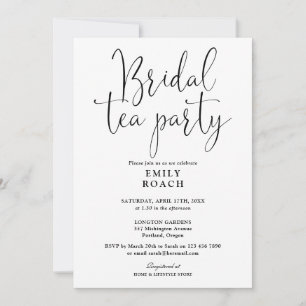 Black And White Script Bridal Tea Party Shower Invitation