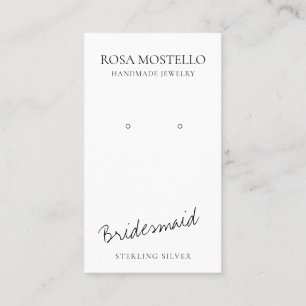 Black and White Script Bridesmaid Earring Display Business Card