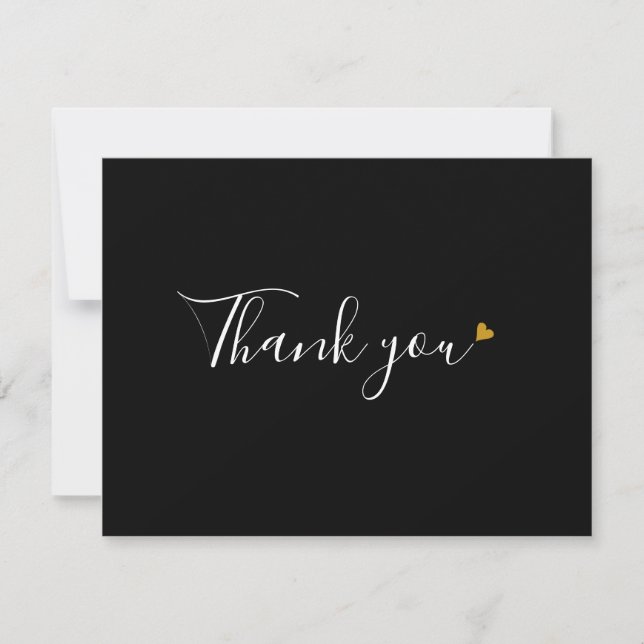 Black and White Script Business Thank You Card (Front)