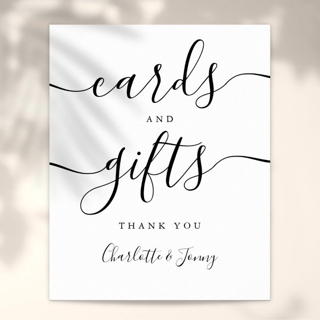 Black And White Script Cards And Gifts Sign (Black And White Script Cards And Gifts Sign)