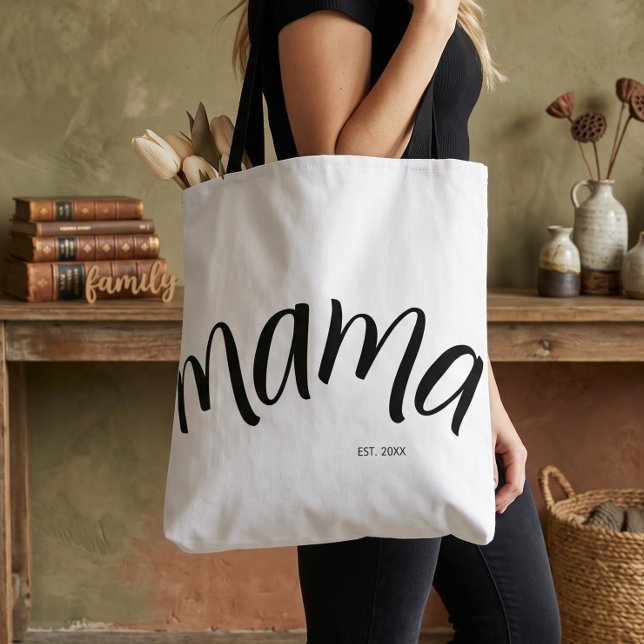 Black and White Script Mama Established Elegant  Tote Bag (Creator Uploaded)