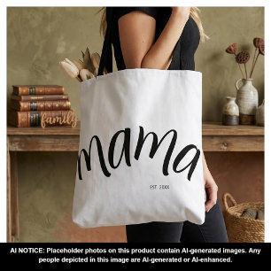 Black and White Script Mama Established Elegant Tote Bag