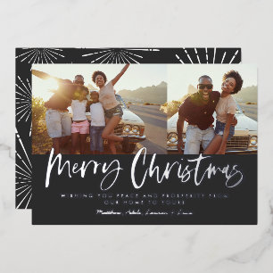 Black and white script merry christmas multi photo