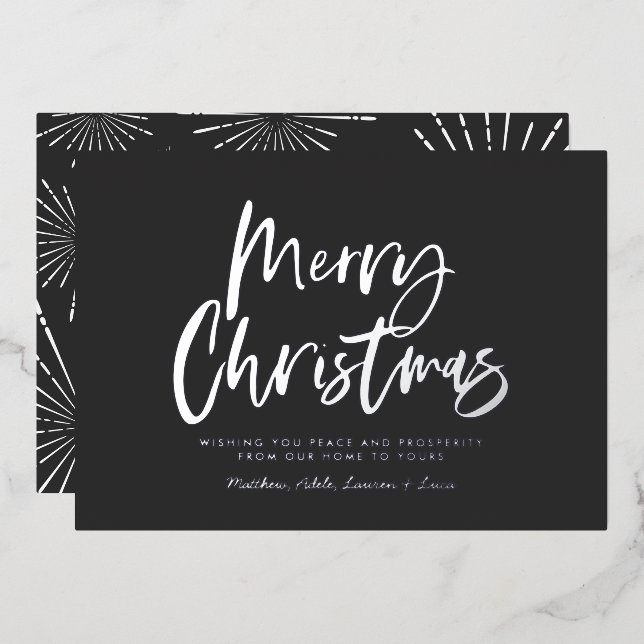 black and white script merry Christmas non photo  (Front/Back)