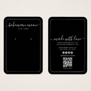 Black And White Script Modern Earring Display Card