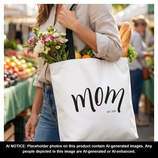 Black and White Script Mum Established Elegant  Tote Bag (Creator Uploaded)