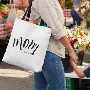 Black and White Script Mum Established Minimal  Tote Bag