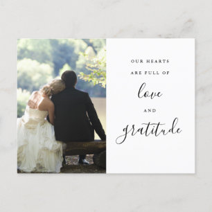 Black And White Script Photo Wedding Thank You Postcard