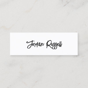 Black and White Script Social Media Networking Mi Mini Business Card