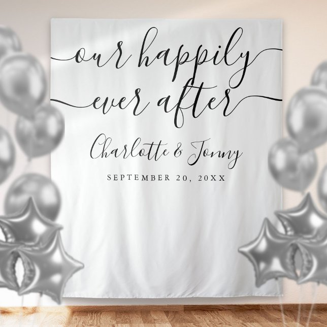 Black And White Script Wedding Photo Booth Prop Tapestry (Black And White Script Wedding Photo Booth Prop Tapestry)