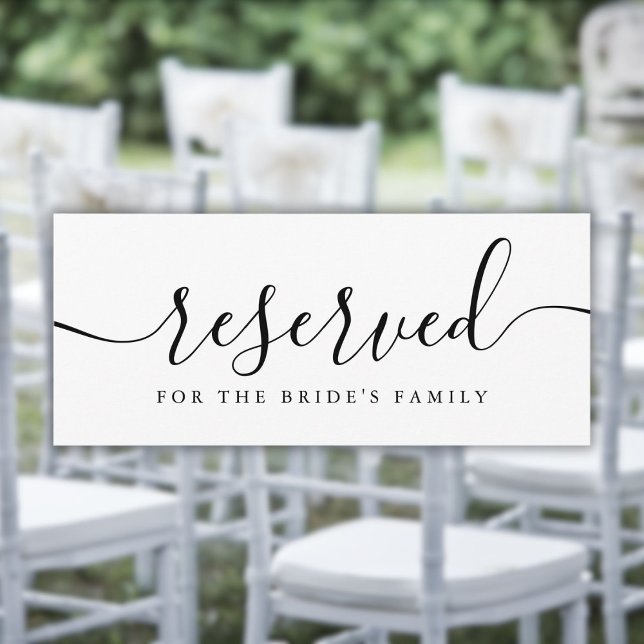 Black and White Script Wedding Reserved Chair Sign (Black and White Script Wedding Reserved Chair Sign)