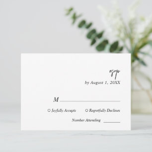 Black and White Script Wedding RSVP Card