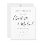 Black And White Script Wedding Save the Date Card