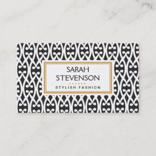Black and White Scrolls Modern Fashion Boutique Business Card