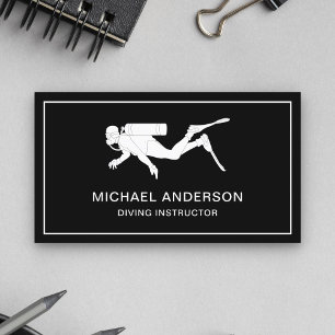 Black and White Scuba Diving Instructor Business Card