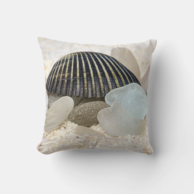 Black and white sea glass - pillow (Front)