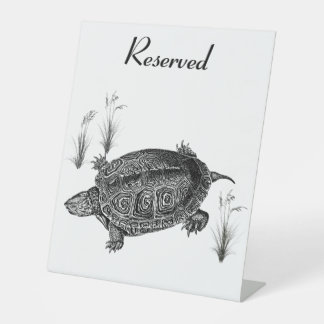 Black and White Sea Turtle Pedestal Sign