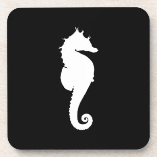 Black and White Seahorse Coaster