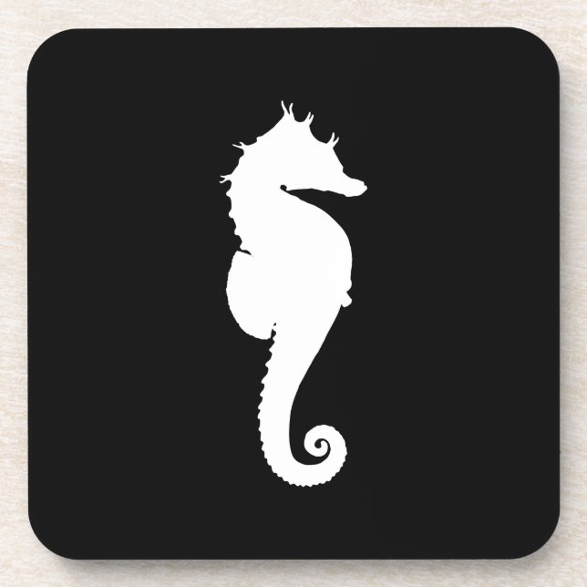 Black and White Seahorse Coaster (Front)
