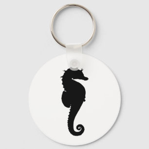 Black and White Seahorse Key Ring
