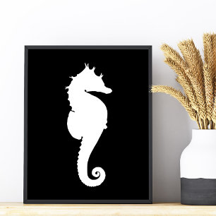 Black and White Seahorse Photo Print