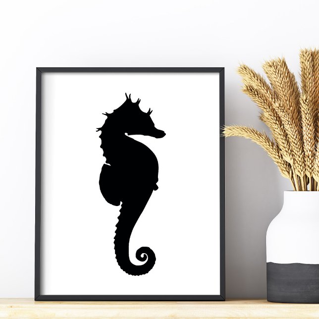 Black and White Seahorse Photo Print (Black and White Seahorse Photo Print)