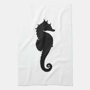 Black and White Seahorse Tea Towel