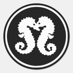 Black and White Seahorses Kissing Sticker