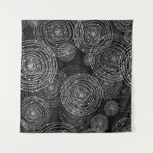 black and white seamless round shapes tapestry