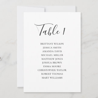 Black and white seating chart. Modern wedding Invitation