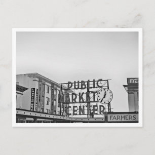 Black and White Seattle Pikes Place Photo Postcard