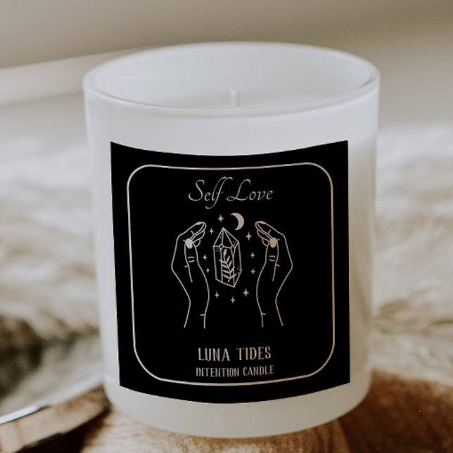 Black And White Self Love Intention Candle Label (Creator Uploaded)