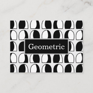 Black and White Semicircle Geometric Pattern Business Card