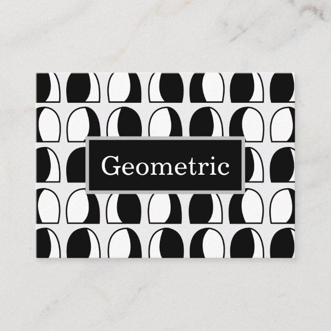 Black and White Semicircle Geometric Pattern  Business Card (Front)