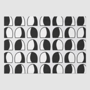 Black and White Semicircle Geometric Pattern Tissue Paper
